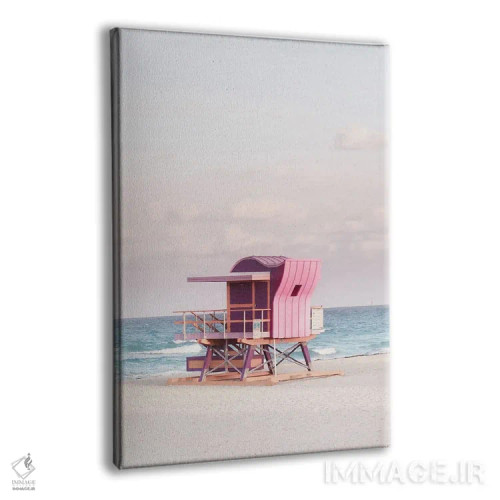 تابلو دکوراتیو برج نجات غریق صورتی اثر کارن منداو - نمای پرسپکتیو محصول