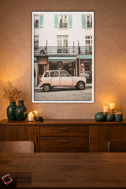 تابلو دکوراتیو ماشین صورتی در پاریس اثر کارن منداو - D1W