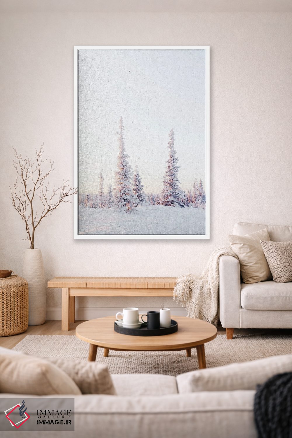تابلو دکوراتیو درختان کاج صورتی اثر کارن منداو - D1W