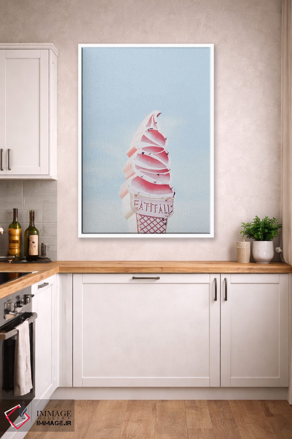 تابلوی بستنی قیفی صورتی اثر کارن منداو - D3W