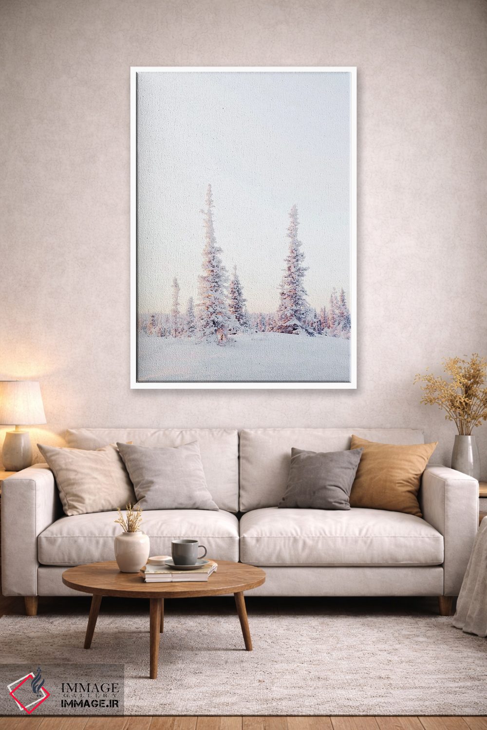 تابلو دکوراتیو درختان کاج صورتی اثر کارن منداو - D3W