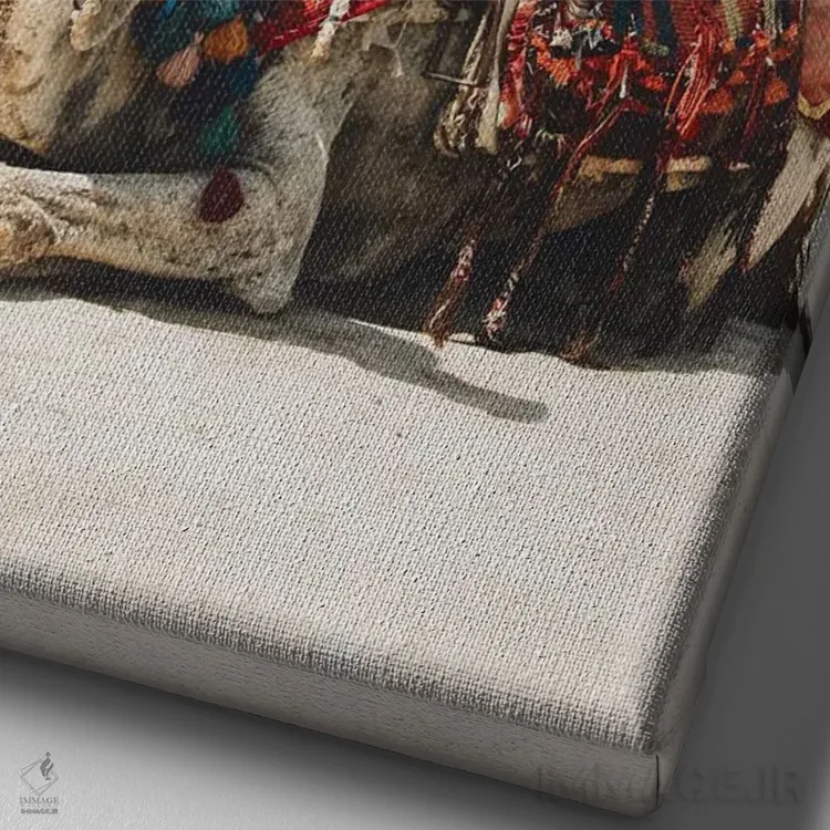 تابلو دکوراتیو شتر سفید اثر کارن منداو - نمای نزدیک بافت بوم