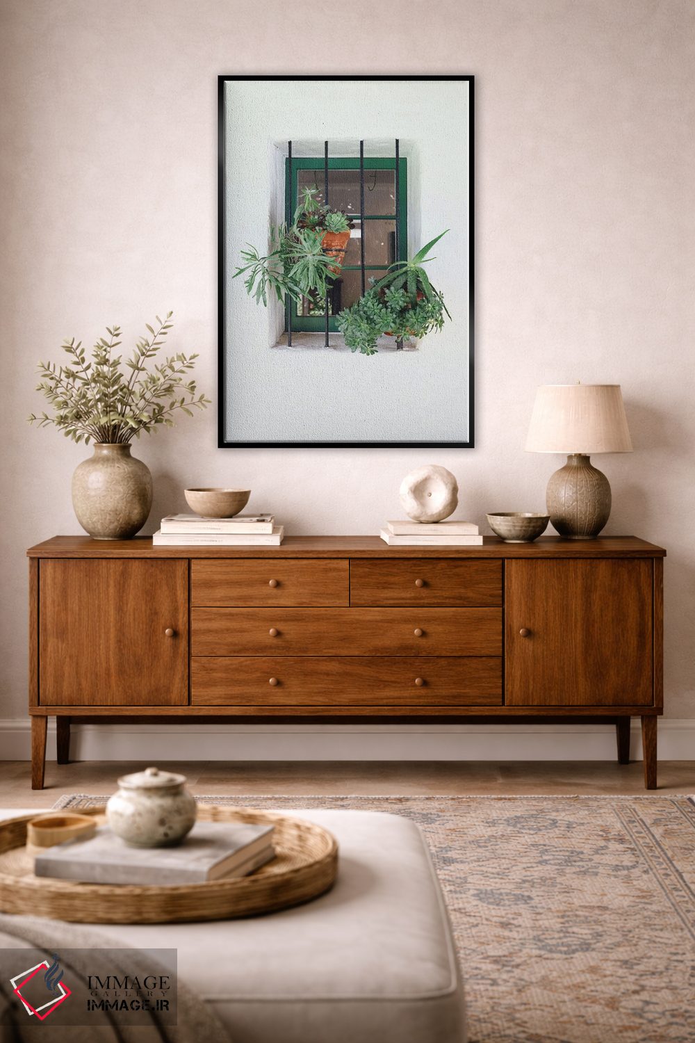 تابلو دکوراتیو پنجره با گیاهان اثر کارن منداو - D3B