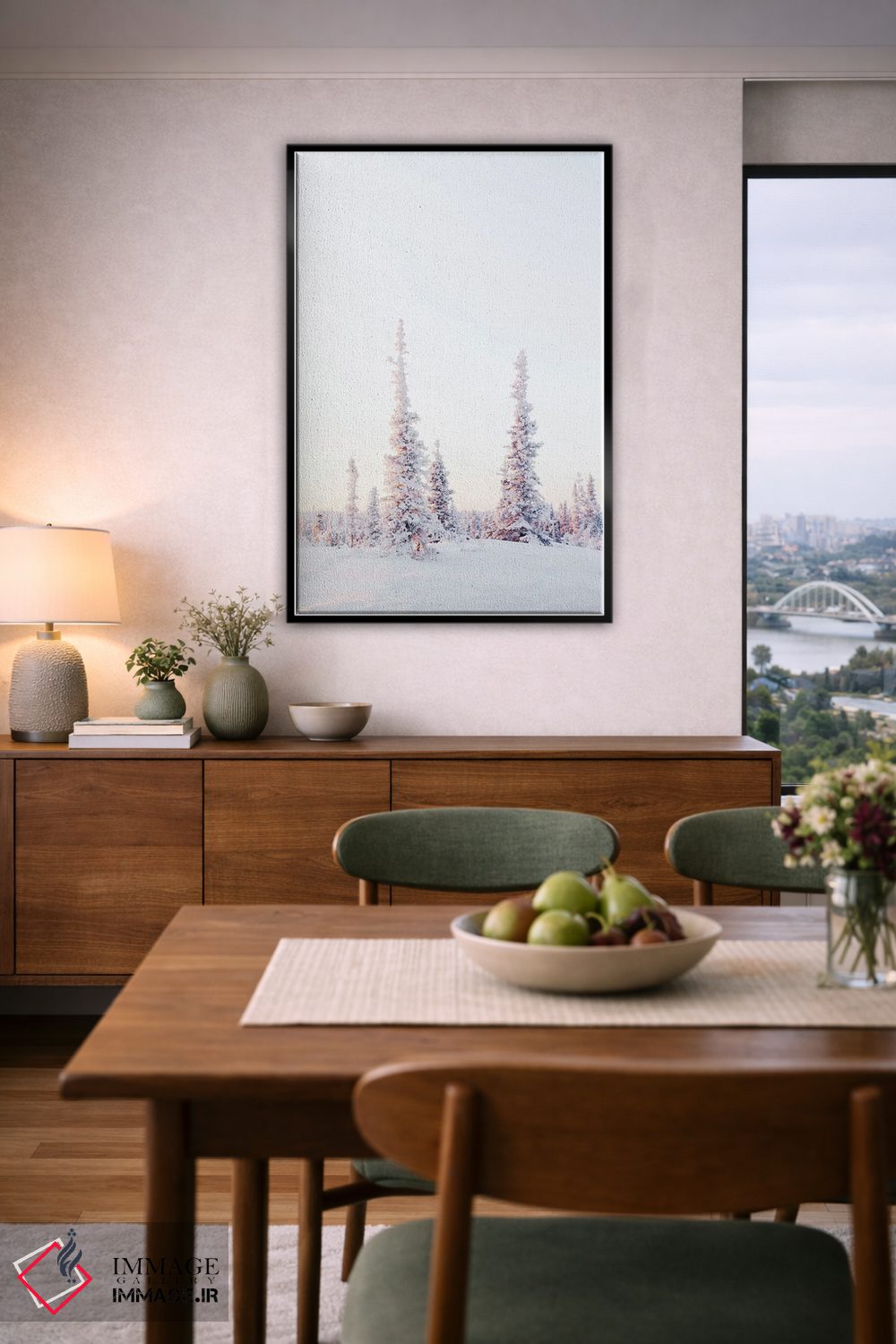 تابلو دکوراتیو درختان کاج صورتی اثر کارن منداو - D6B