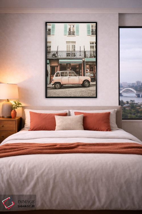 تابلو دکوراتیو ماشین صورتی در پاریس اثر کارن منداو - D5B