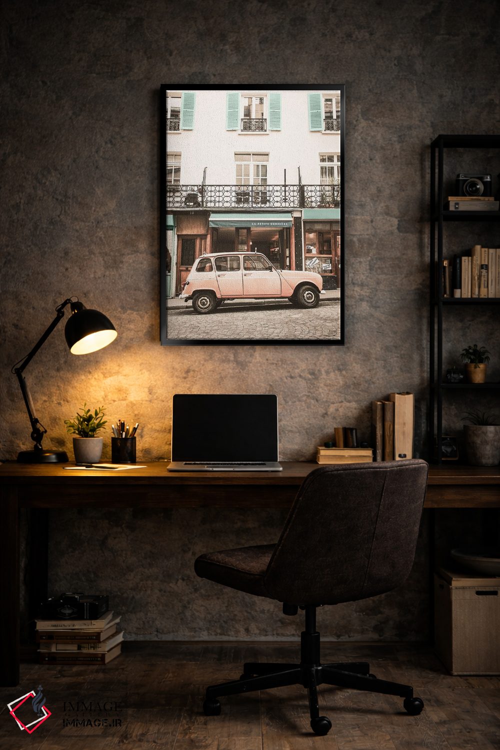 تابلو دکوراتیو ماشین صورتی در پاریس اثر کارن منداو - D6B