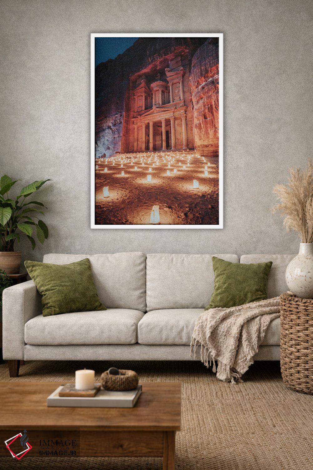 تابلو دکوراتیو پترا، اردن با فانوس ها اثر کارن منداو - D1W