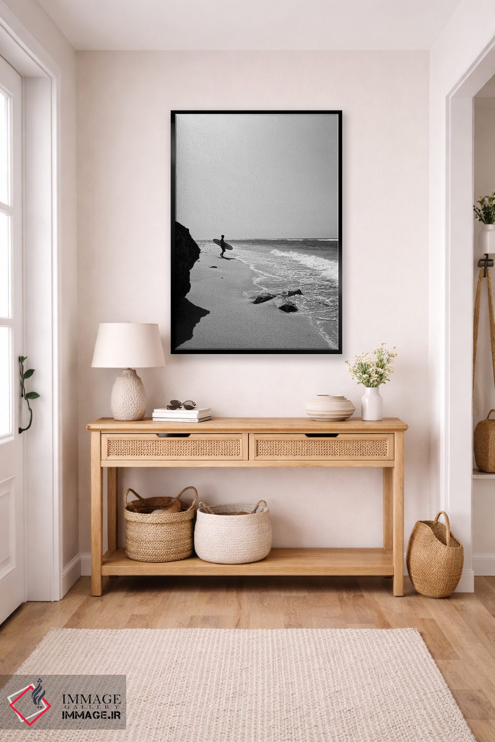 تابلو دکوراتیو موج سوار در ساحل اثر کارن منداو - D5B