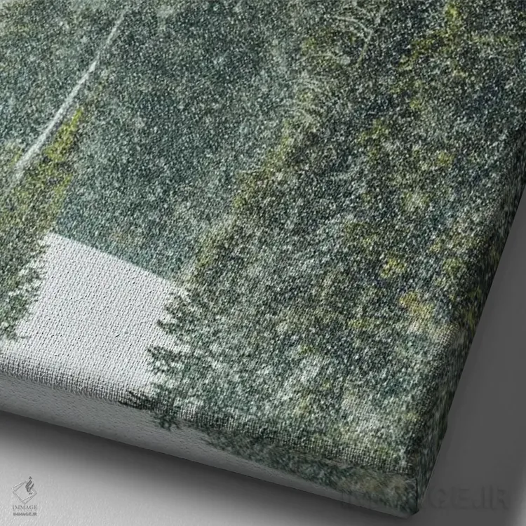 تابلو دکوراتیو پانورامای جنگل زمستانی III اثر کارن منداو - نمای نزدیک بافت بوم