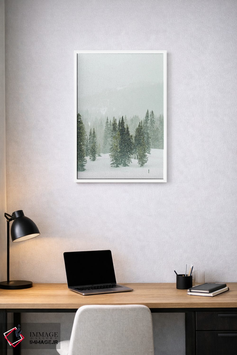 تابلو دکوراتیو پانورامای جنگل زمستانی II اثر کارن منداو - D1W