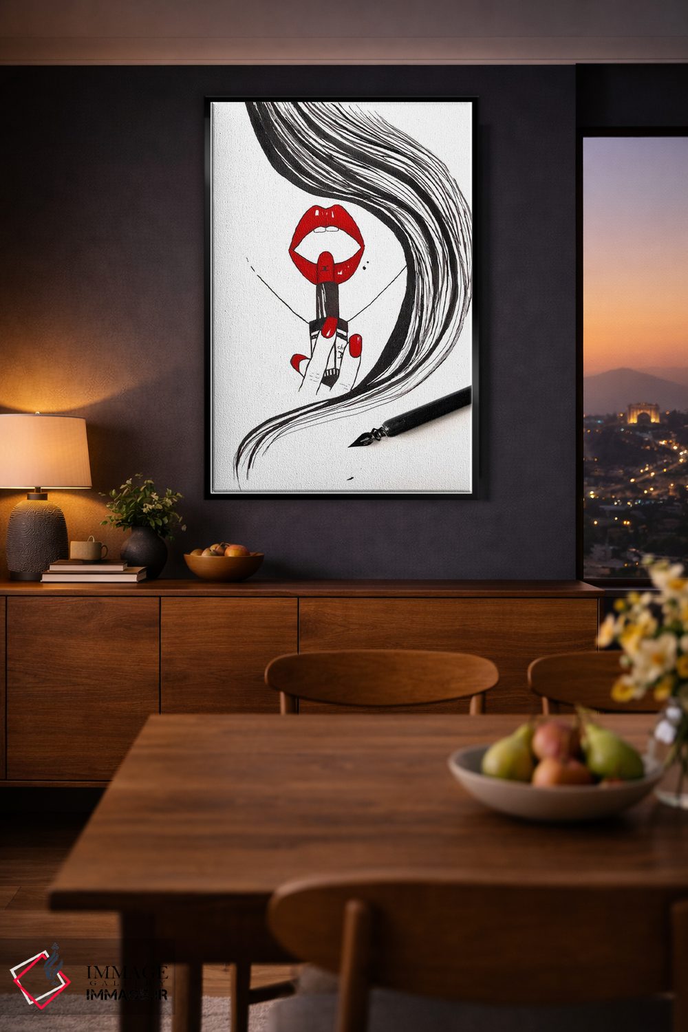 تابلو دکوراتیو رژلب قرمز اثر کریستینا مالن - D1B