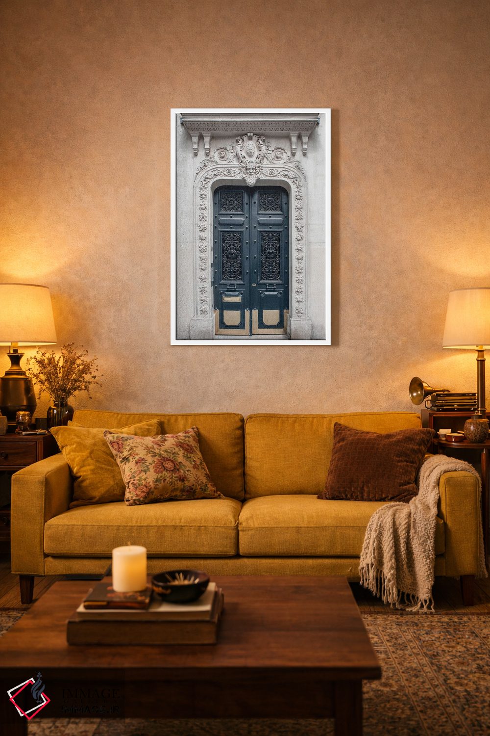 تابلو دکوراتیو درب آبی پاریسی اثر کارن منداو - D2W