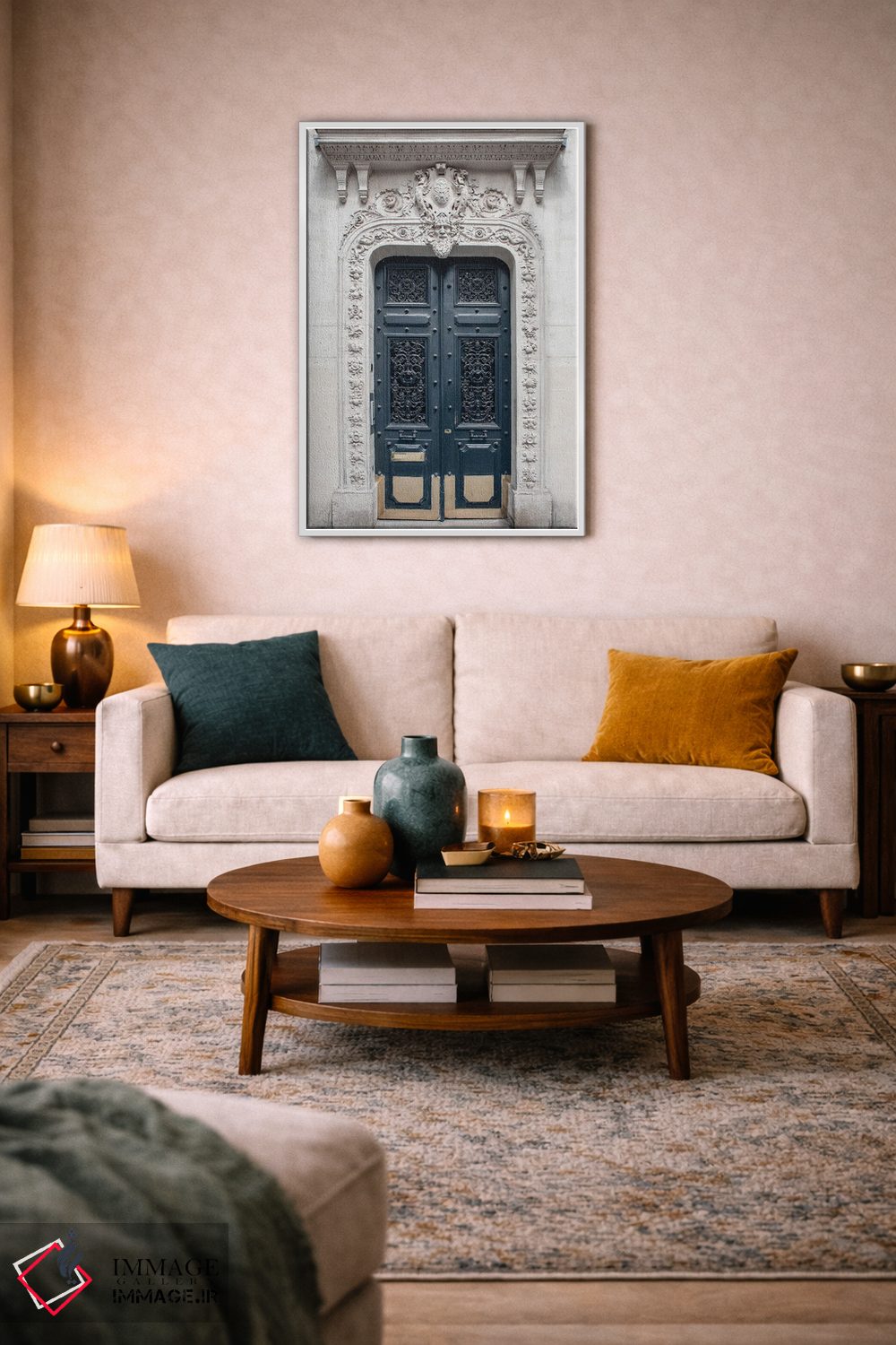 تابلو دکوراتیو درب آبی پاریسی اثر کارن منداو - D4W