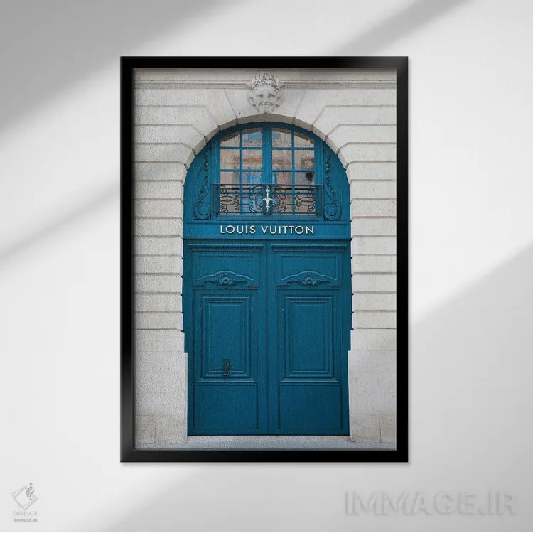 تابلو دکوراتیو درب لویی ویتون، پاریس وندوم اثر کارن منداو - نمای قابدار مشکی