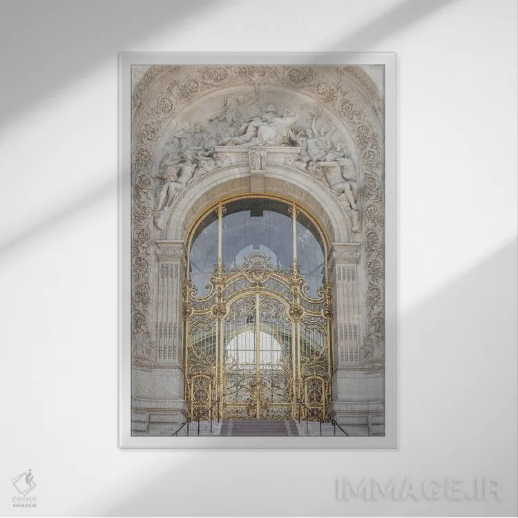 تابلو دکوراتیو درب پتی پالاس پاریس اثر کارن منداو - نمای قابدار سفید