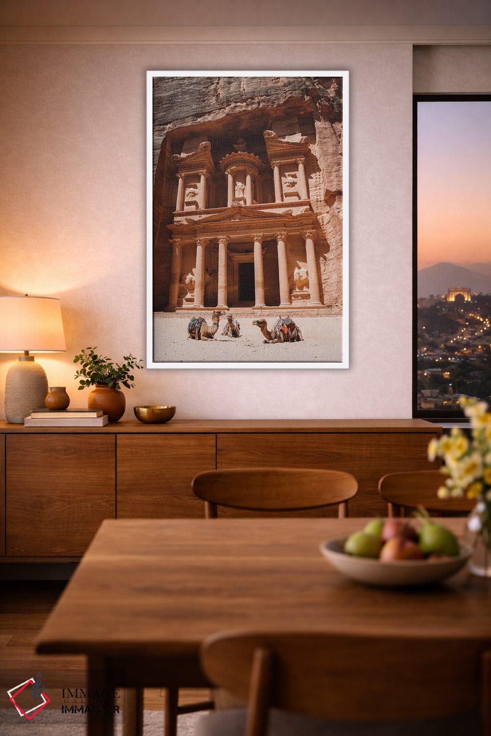 تابلو دکوراتیو شترها در پترا، اردن اثر کارن منداو - D1W