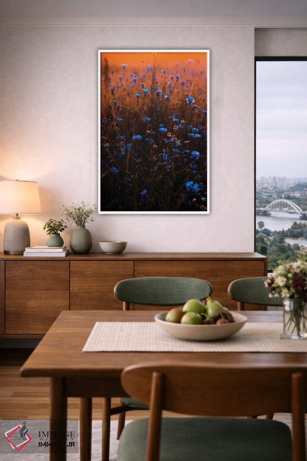 تابلو دکوراتیو مزرعه گل وحشی آبی اثر کارن منداو - D6W