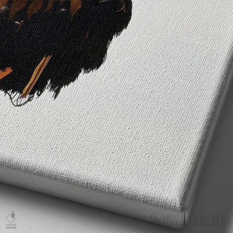 تابلو دکوراتیو شتر تزئین شده اثر کارن منداو - نمای نزدیک بافت بوم