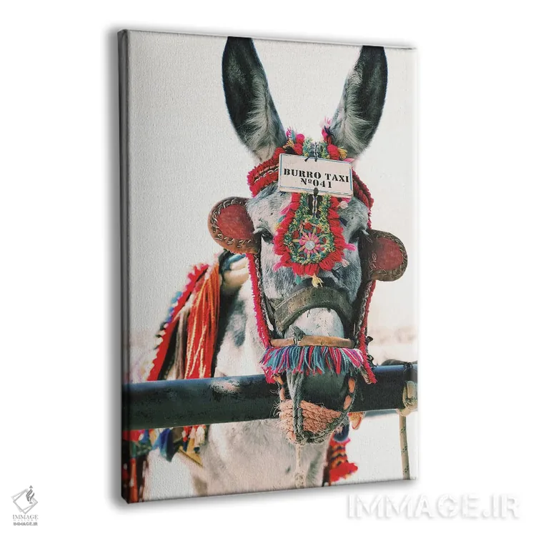 تابلو دکوراتیو الاغ تزئین شده اثر کارن منداو - نمای پرسپکتیو محصول