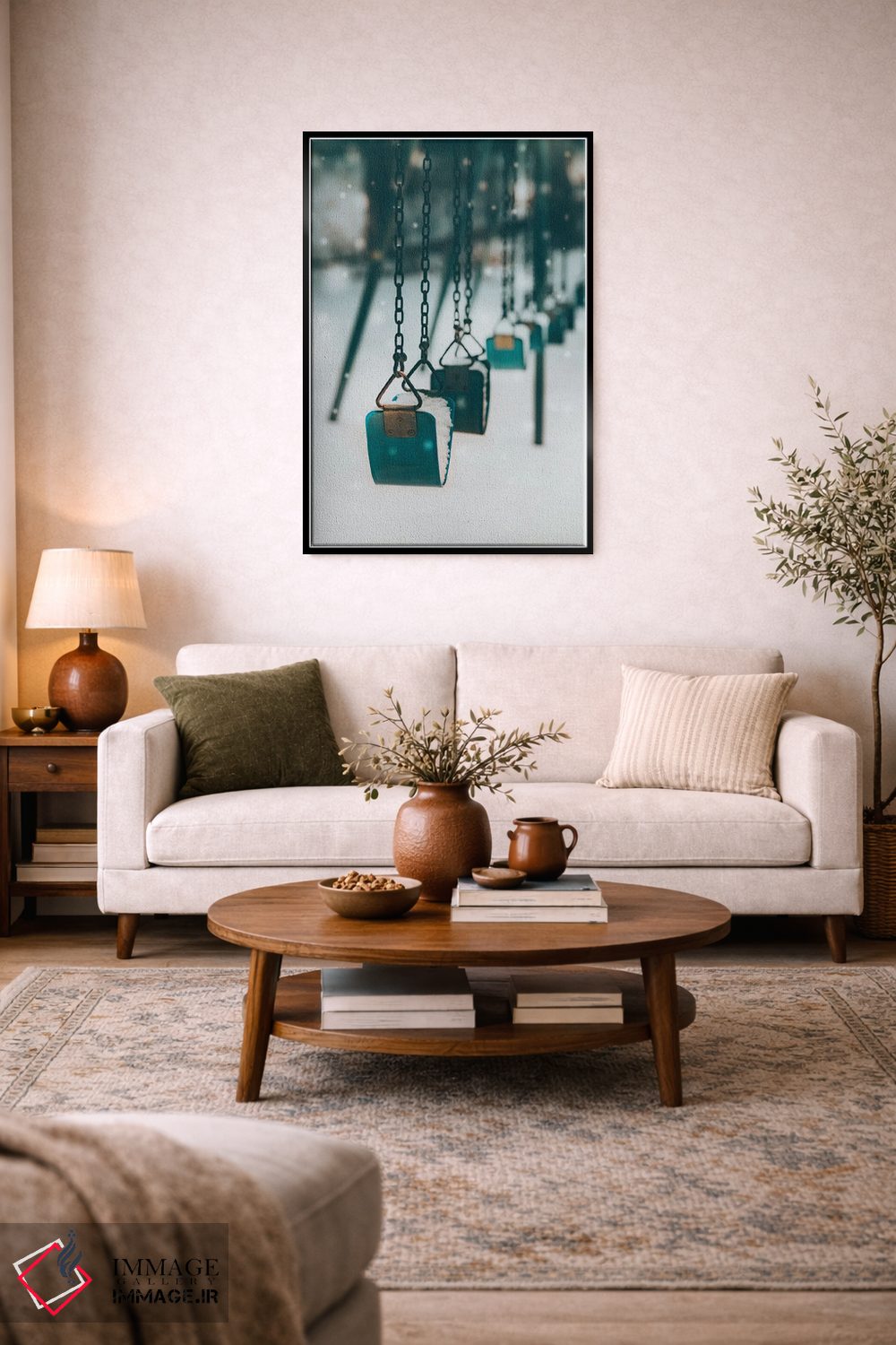 تابلو دکوراتیو تاب آبی در برف اثر کارن منداو - D4B