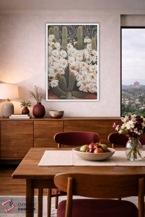 تابلو دکوراتیو کاکتوس های شکوفا اثر کارن منداو - D1W