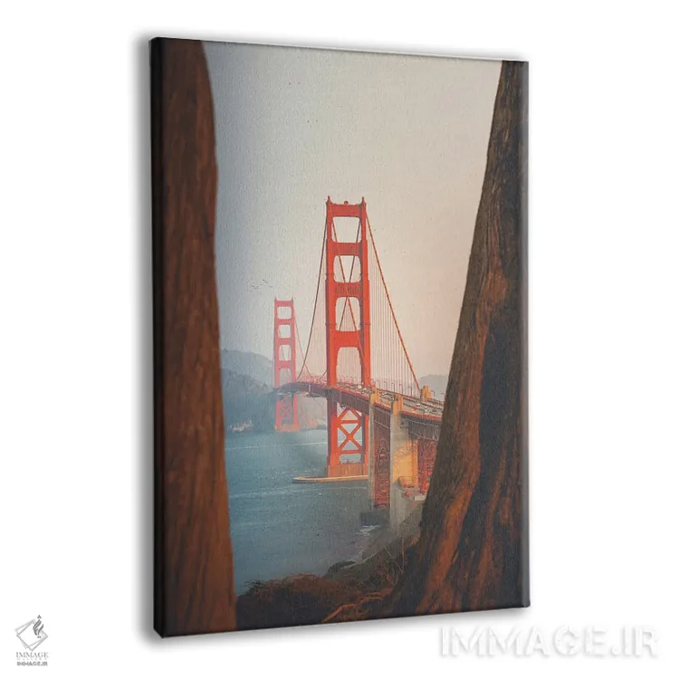 تابلو دکوراتیو پل گلدن گیت با درختان سکویا اثر کارن منداو - نمای پرسپکتیو محصول