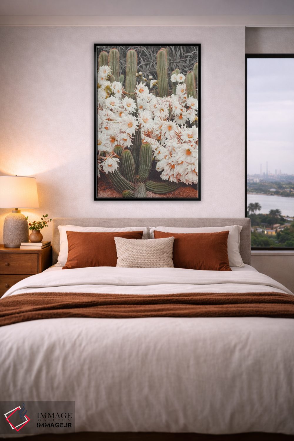 تابلو دکوراتیو کاکتوس های شکوفا اثر کارن منداو - D3B