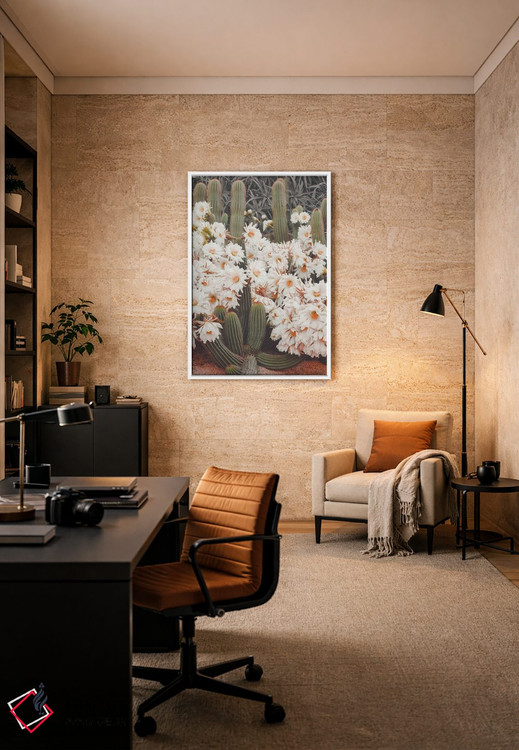 تابلو دکوراتیو کاکتوس های شکوفا اثر کارن منداو - D5W