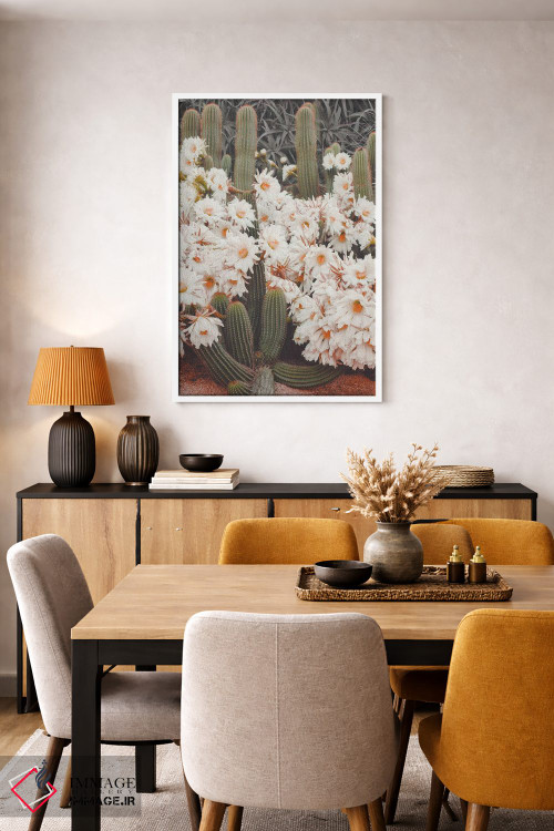 تابلو دکوراتیو کاکتوس های شکوفا اثر کارن منداو - D4W