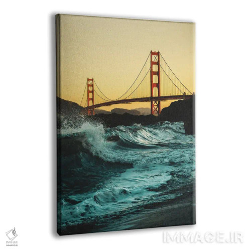 تابلو دکوراتیو پل گلدن گیت با امواج اثر کارن منداو - نمای پرسپکتیو محصول