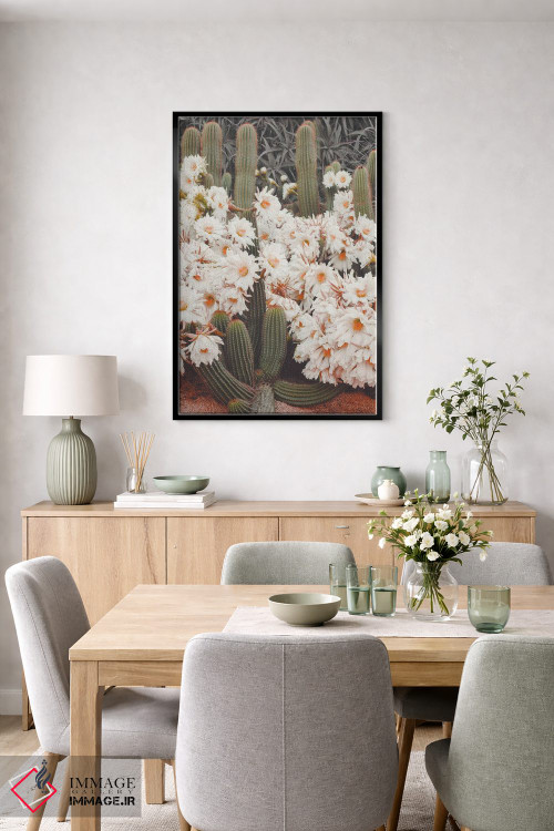 تابلو دکوراتیو کاکتوس های شکوفا اثر کارن منداو - D6B