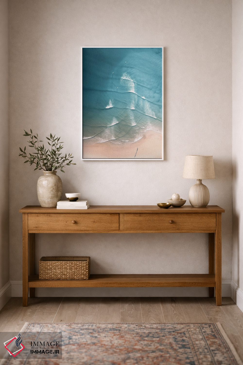 تابلو دکوراتیو ساحل هوایی با رنگ های پاستلی اثر کارن منداو - D1W