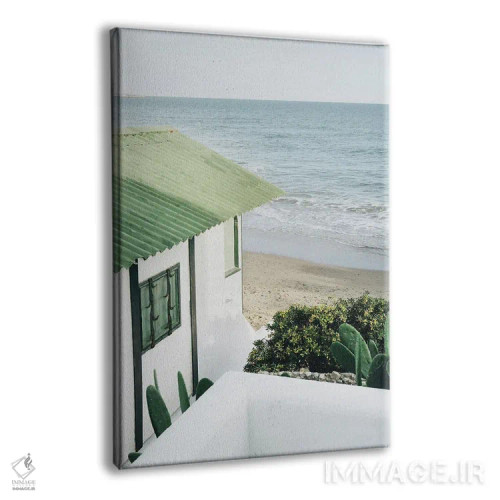 تابلو دکوراتیو خانه ساحلی سبز اثر کارن منداو - نمای پرسپکتیو محصول