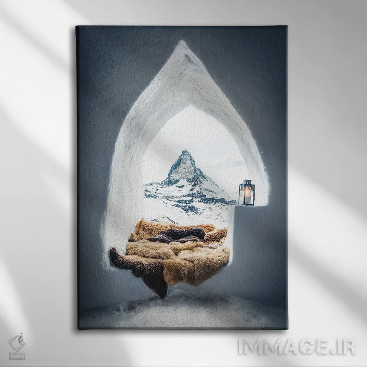 تابلو دکوراتیو ایگلو با منظره کوهستان اثر کارن منداو - نمای روبهرو روی دیوار