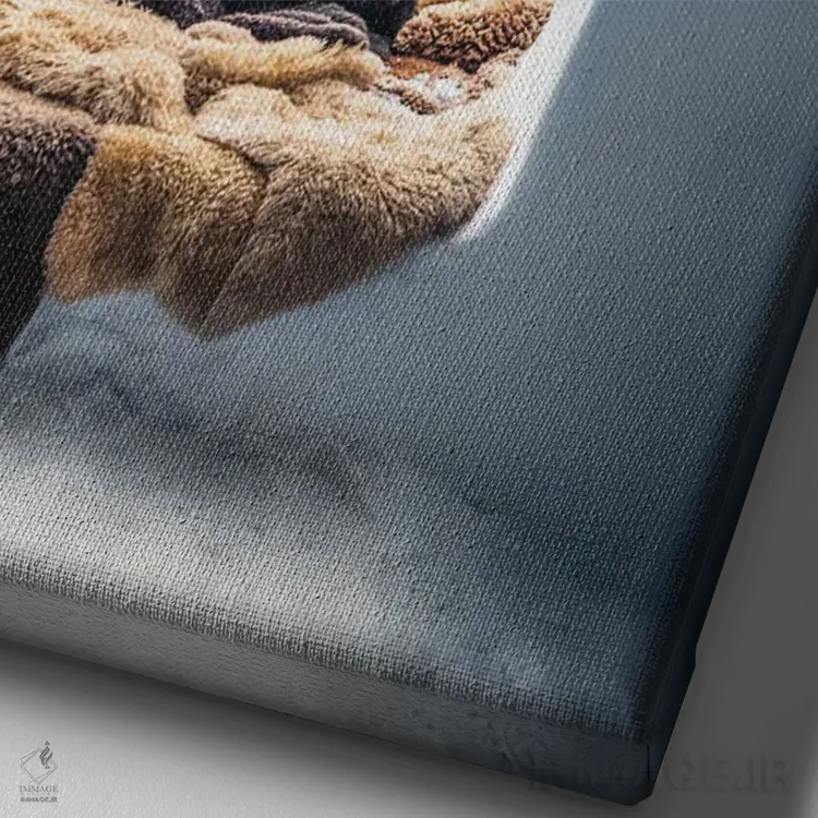 تابلو دکوراتیو ایگلو با منظره کوهستان اثر کارن منداو - نمای نزدیک بافت بوم