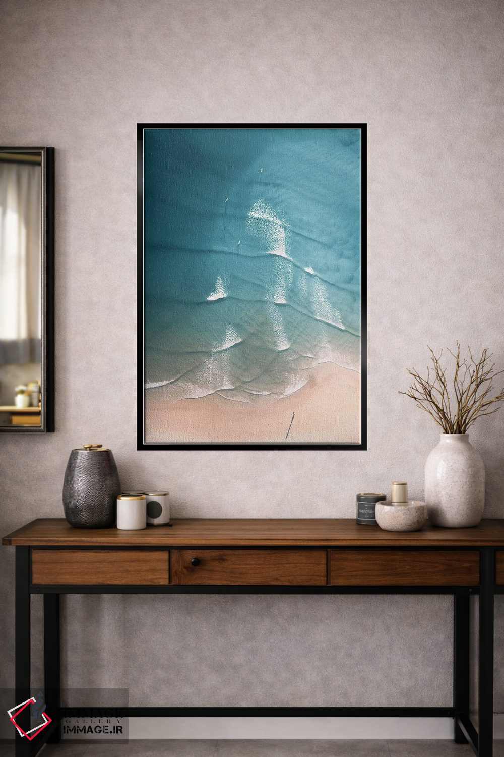 تابلو دکوراتیو ساحل هوایی با رنگ های پاستلی اثر کارن منداو - D3B
