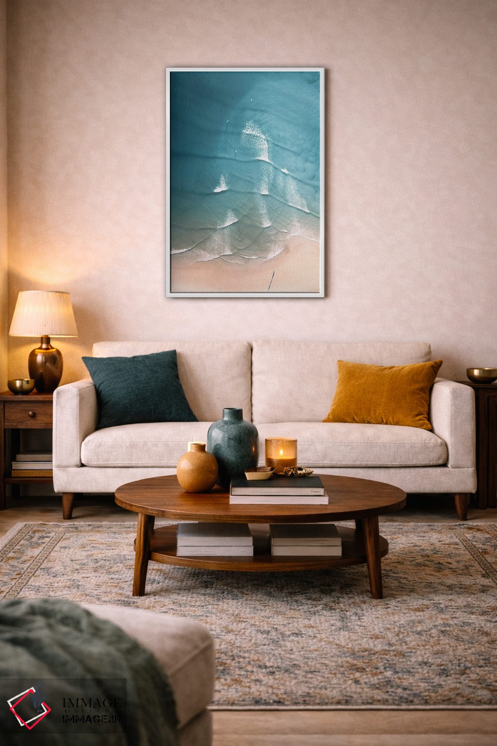 تابلو دکوراتیو ساحل هوایی با رنگ های پاستلی اثر کارن منداو - D4W