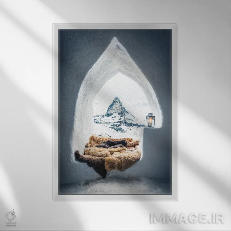 تابلو دکوراتیو ایگلو با منظره کوهستان اثر کارن منداو - نمای قابدار سفید