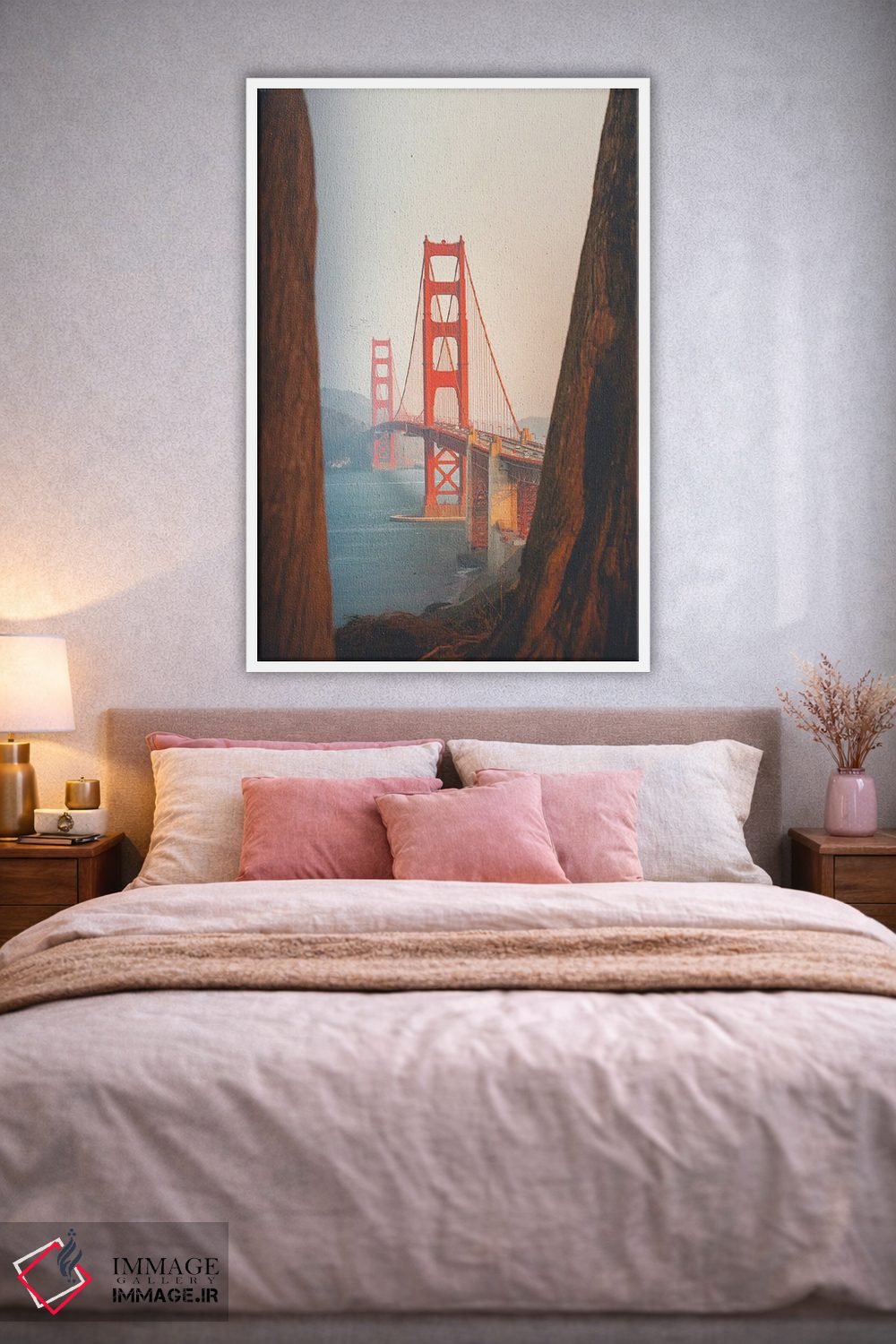 تابلو دکوراتیو پل گلدن گیت با درختان سکویا اثر کارن منداو - D1W