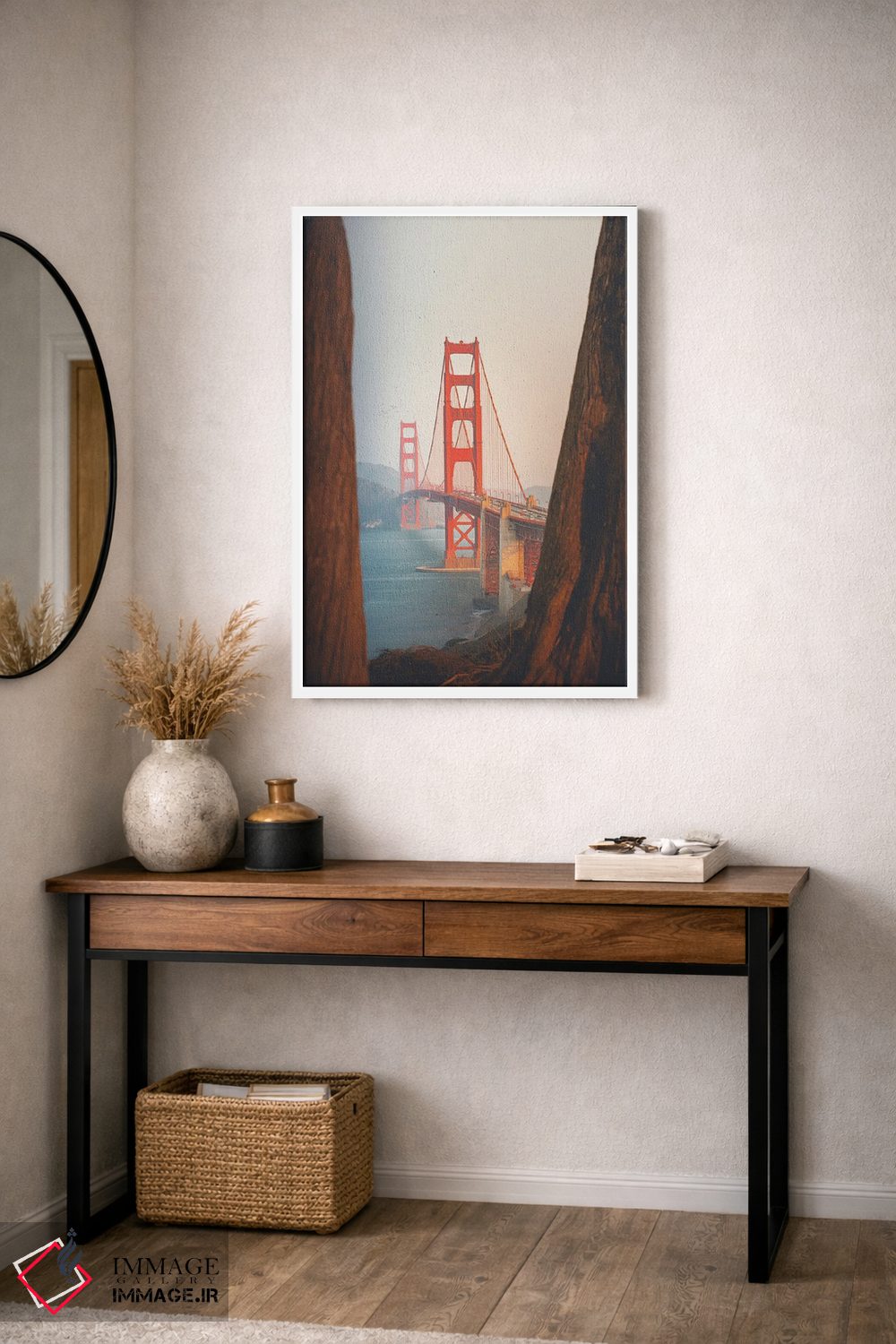 تابلو دکوراتیو پل گلدن گیت با درختان سکویا اثر کارن منداو - D3W