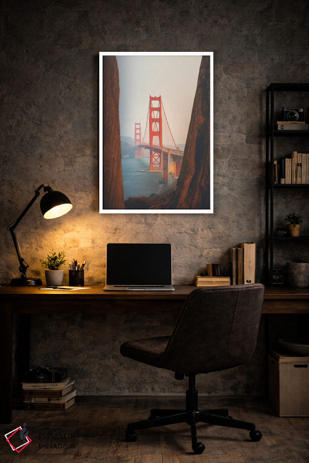 تابلو دکوراتیو پل گلدن گیت با درختان سکویا اثر کارن منداو - D6W