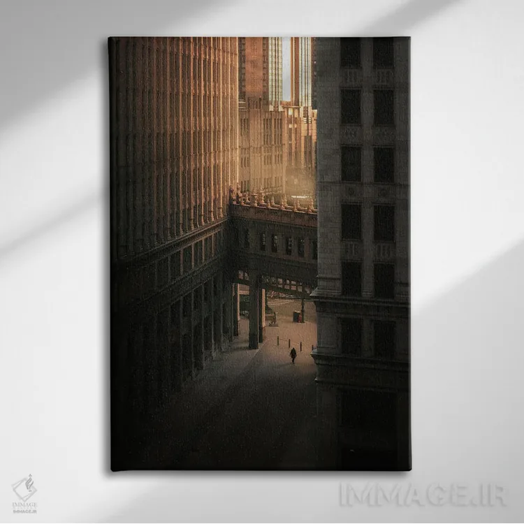 تابلو دکوراتیو ساختمان های نیویورک اثر کارن منداو - نمای روبهرو روی دیوار