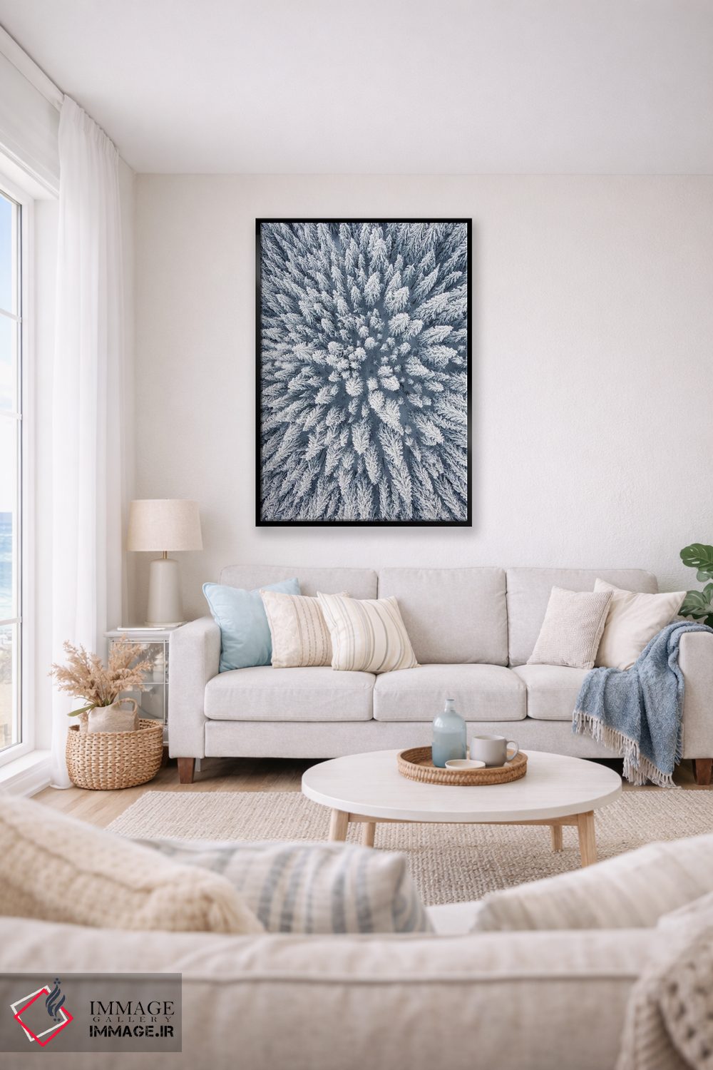 تابلو دکوراتیو عکس هوایی از جنگل کاج زمستانی اثر کارن منداو - D2B