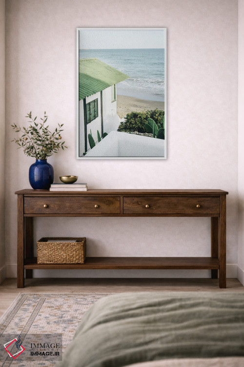 تابلو دکوراتیو خانه ساحلی سبز اثر کارن منداو - D1W
