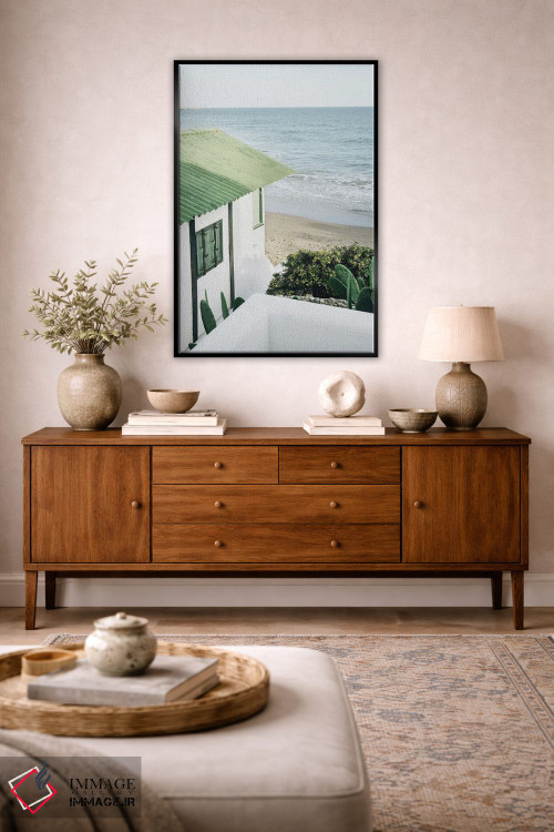 تابلو دکوراتیو خانه ساحلی سبز اثر کارن منداو - D4B