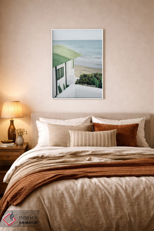 تابلو دکوراتیو خانه ساحلی سبز اثر کارن منداو - D5W