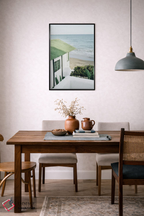 تابلو دکوراتیو خانه ساحلی سبز اثر کارن منداو - D6B
