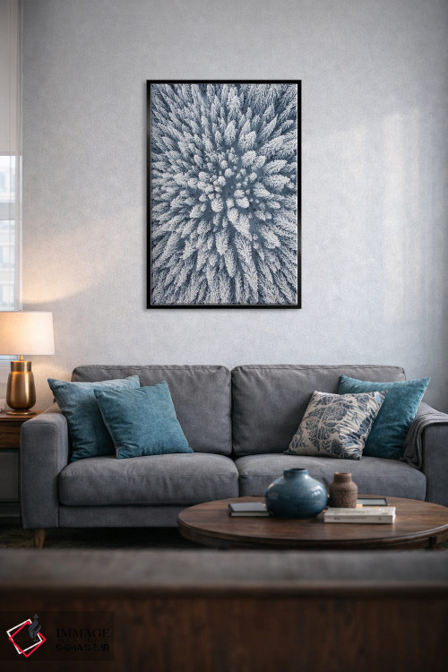 تابلو دکوراتیو عکس هوایی از جنگل کاج زمستانی اثر کارن منداو - D6B