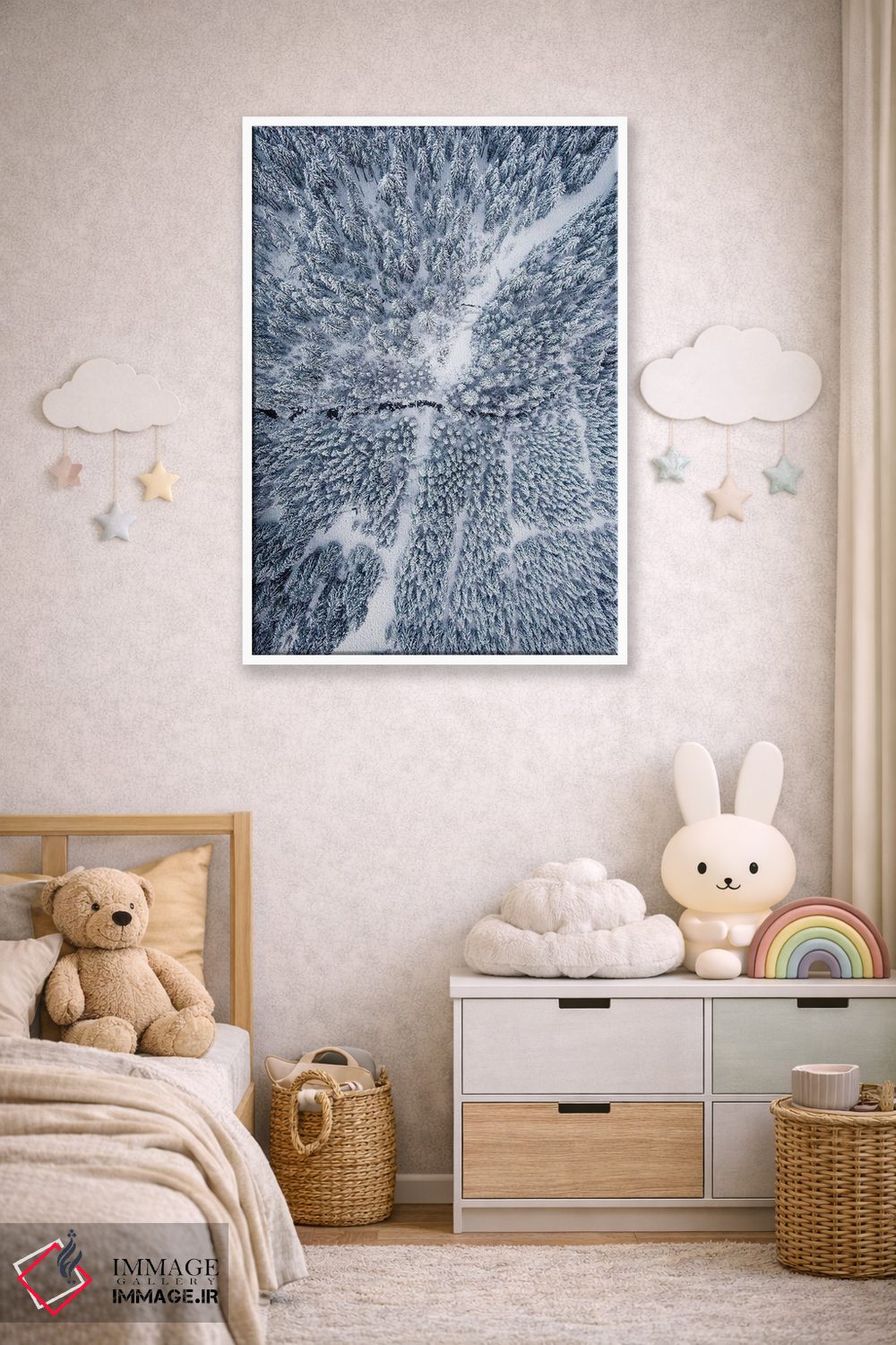 تابلو دکوراتیو عکس هوایی از جنگل زمستانی اثر کارن منداو - D3W