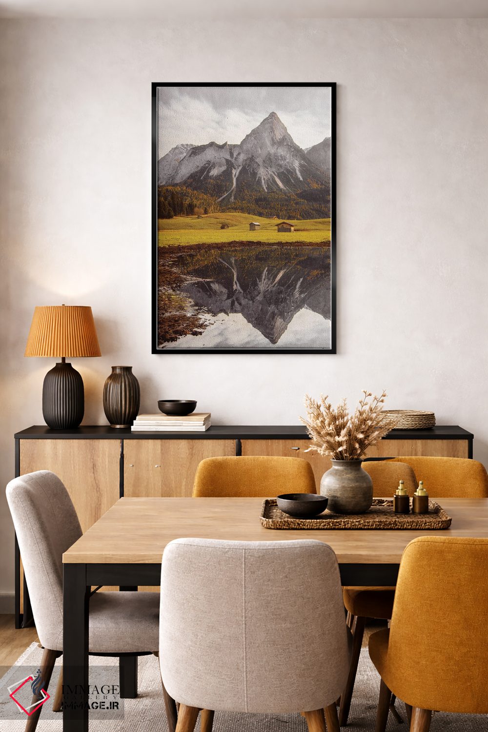 تابلو دکوراتیو دریاچه کوهستانی در اتریش اثر کارن منداو - D6B